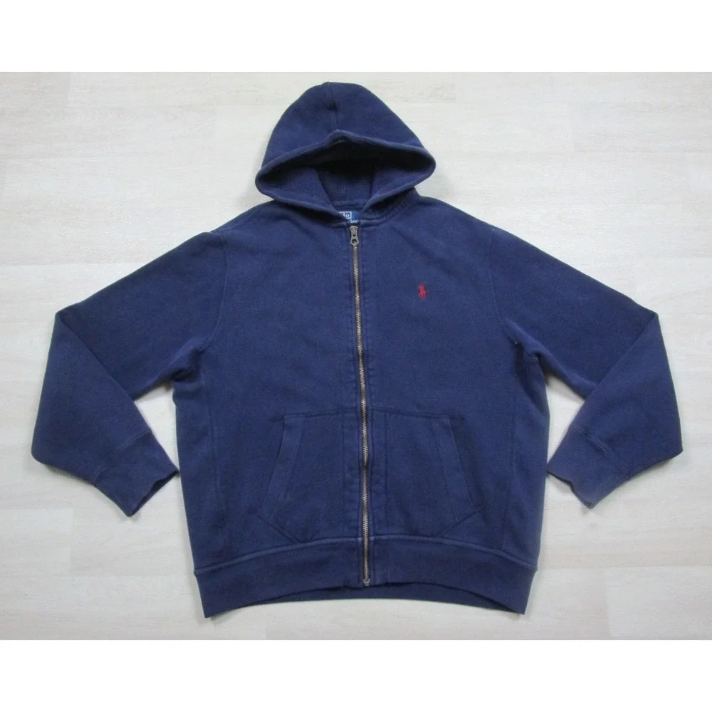 Vintage 90s Polo Ralph Lauren Hoodie Men's (L) Full Zip Thermal Lined Hood
